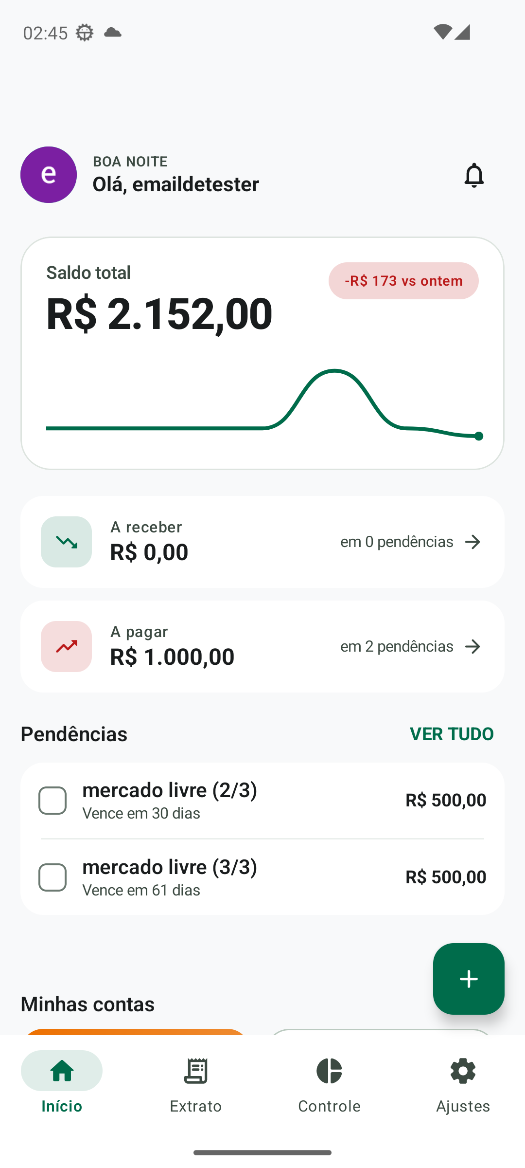Tela do Meu Gerente