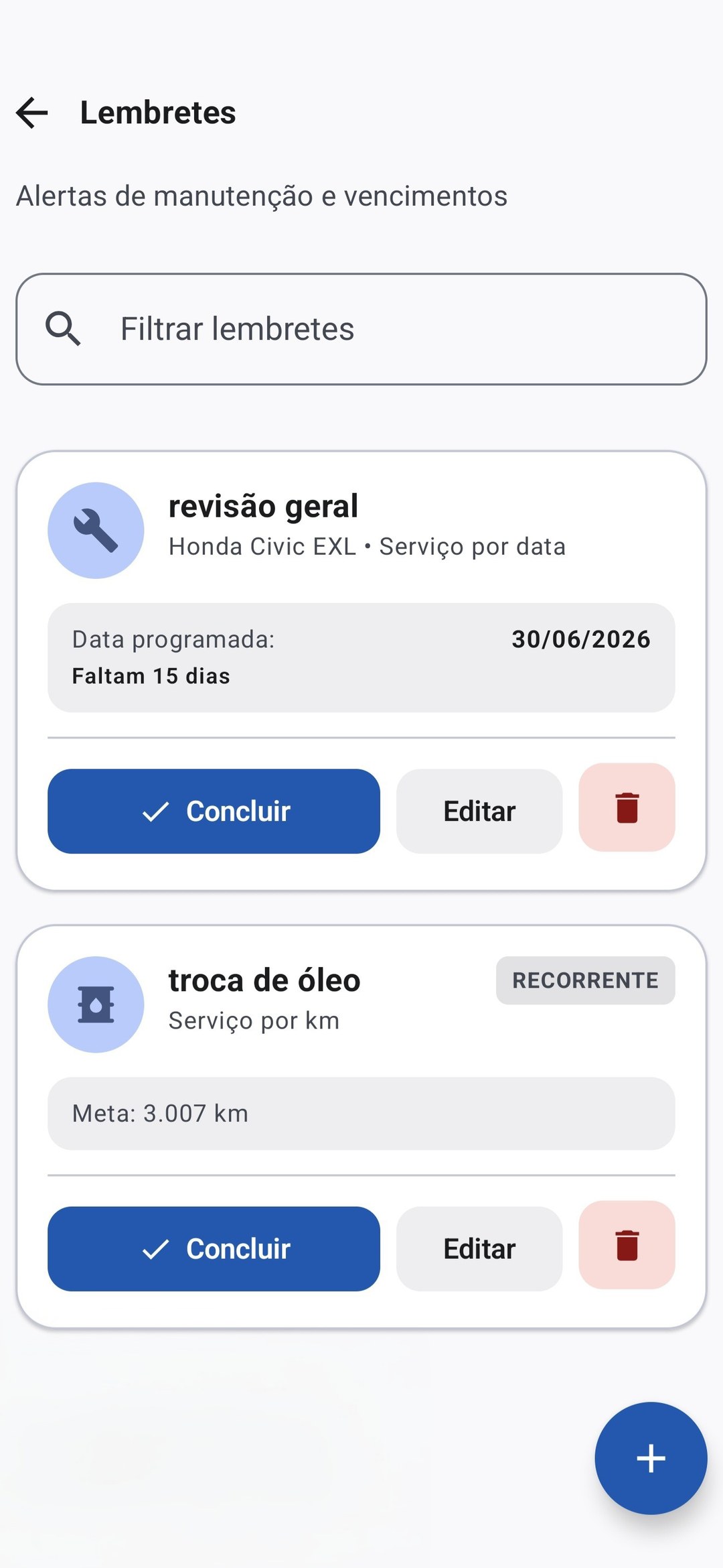 Tela do Meu Veículo